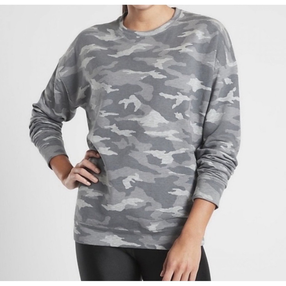 Athleta Women's Lot 2 Sweatshirts Heather Gray /Camo Size Large Pullover Crew - Picture 2 of 12